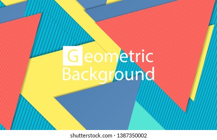 Geometric background. Cover layout template. 3d illustration. Bright colorful wallpaper. Abstract paper cut background. Material design. Vector.