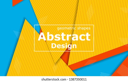 Geometric background. Cover layout template. 3d illustration. Bright colorful wallpaper. Abstract paper cut background. Material design. Vector.
