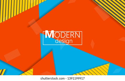 Geometric background. Cover layout template. 3d illustration. Bright colorful wallpaper. Abstract paper cut background. Material design. Vector.