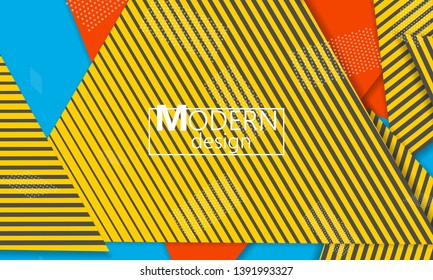 Geometric background. Cover layout template. 3d illustration. Bright colorful wallpaper. Abstract paper cut background. Material design. Vector.