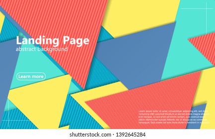 Geometric background. Cover layout template. 3d illustration. Landing page. Abstract paper cut background. Material design. Vector.
