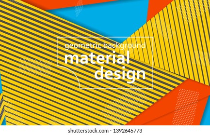 Geometric background. Cover layout template. 3d illustration. Bright colorful wallpaper. Abstract paper cut background. Material design. Vector.