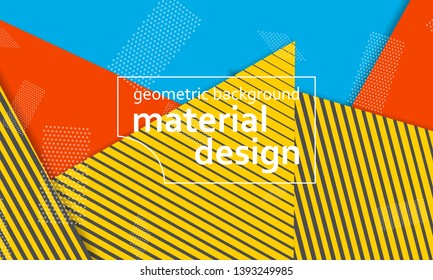 Geometric background. Cover layout template. 3d illustration. Bright colorful wallpaper. Abstract paper cut background. Material design. Vector.