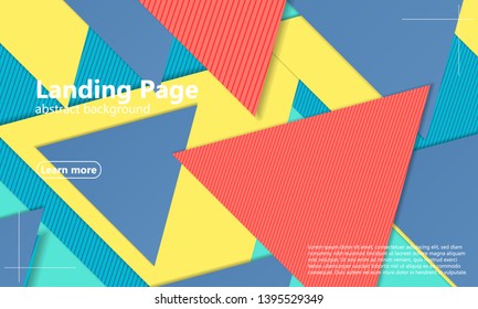 Geometric background. Cover layout template. 3d illustration. Landing page. Abstract paper cut background. Material design. Vector.