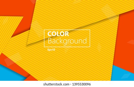 Geometric background. Cover layout template. 3d illustration. Bright colorful wallpaper. Abstract paper cut background. Material design. Vector.