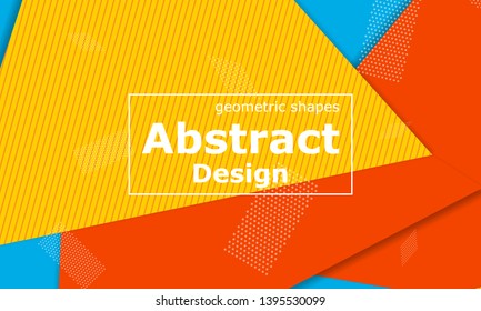 Geometric background. Cover layout template. 3d illustration. Bright colorful wallpaper. Abstract paper cut background. Material design. Vector.