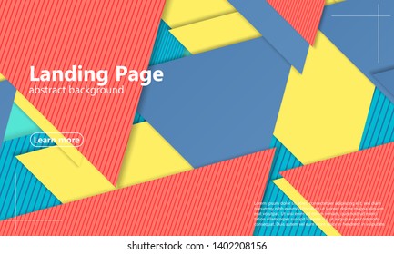 Geometric background. Cover layout template. 3d illustration. Landing page. Abstract paper cut background. Material design. Vector.