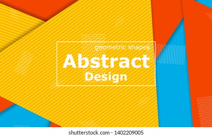 Geometric background. Cover layout template. 3d illustration. Bright colorful wallpaper. Abstract paper cut background. Material design. Vector.