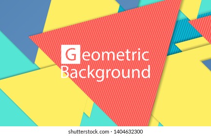 Geometric background. Cover layout template. 3d illustration. Bright colorful wallpaper. Abstract paper cut background. Material design. Vector.