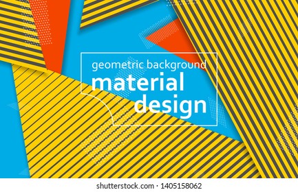 Geometric background. Cover layout template. 3d illustration. Bright colorful wallpaper. Abstract paper cut background. Material design. Vector.