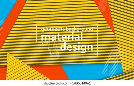 Geometric background. Cover layout template. 3d illustration. Bright colorful wallpaper. Abstract paper cut background. Material design. Vector.