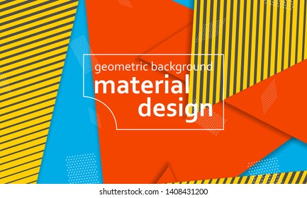 Geometric background. Cover layout template. 3d illustration. Bright colorful wallpaper. Abstract paper cut background. Material design. Vector.