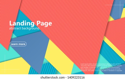 Geometric background. Cover layout template. 3d illustration. Landing page. Abstract paper cut background. Material design. Vector.