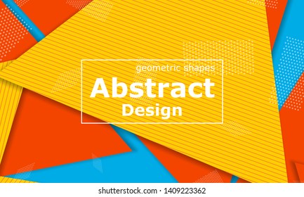 Geometric background. Cover layout template. 3d illustration. Bright colorful wallpaper. Abstract paper cut background. Material design. Vector.