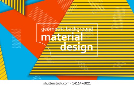 Geometric background. Cover layout template. 3d illustration. Bright colorful wallpaper. Abstract paper cut background. Material design. Vector.