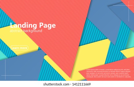 Geometric background. Cover layout template. 3d illustration. Landing page. Abstract paper cut background. Material design. Vector.