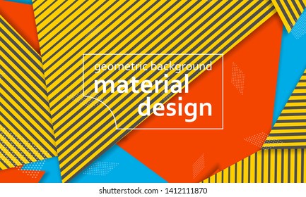 Geometric background. Cover layout template. 3d illustration. Bright colorful wallpaper. Abstract paper cut background. Material design. Vector.