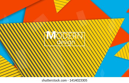 Geometric background. Cover layout template. 3d illustration. Bright colorful wallpaper. Abstract paper cut background. Material design. Vector.