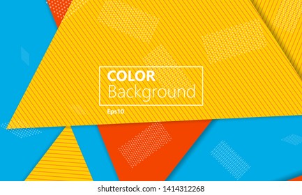 Geometric background. Cover layout template. 3d illustration. Bright colorful wallpaper. Abstract paper cut background. Material design. Vector.