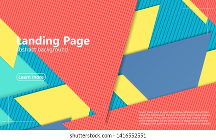 Geometric background. Cover layout template. 3d illustration. Landing page. Abstract paper cut background. Material design. Vector.