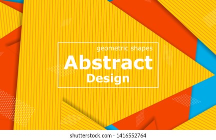 Geometric background. Cover layout template. 3d illustration. Bright colorful wallpaper. Abstract paper cut background. Material design. Vector.
