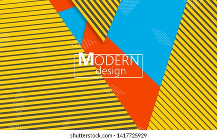 Geometric background. Cover layout template. 3d illustration. Bright colorful wallpaper. Abstract paper cut background. Material design. Vector.
