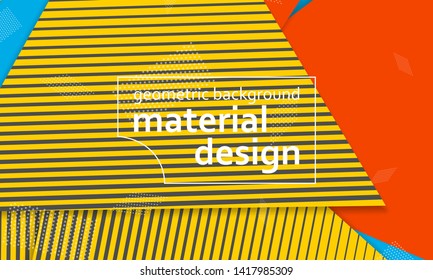 Geometric background. Cover layout template. 3d illustration. Bright colorful wallpaper. Abstract paper cut background. Material design. Vector.