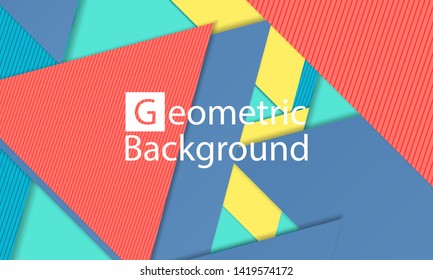 Geometric background. Cover layout template. 3d illustration. Bright colorful wallpaper. Abstract paper cut background. Material design. Vector.