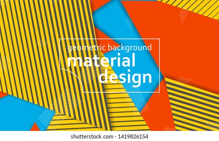 Geometric background. Cover layout template. 3d illustration. Bright colorful wallpaper. Abstract paper cut background. Material design. Vector.