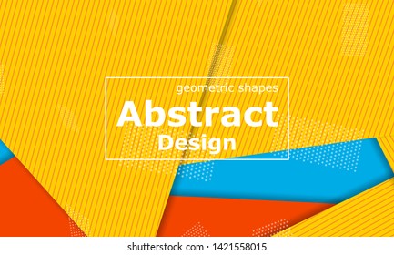 Geometric background. Cover layout template. 3d illustration. Bright colorful wallpaper. Abstract paper cut background. Material design. Vector.