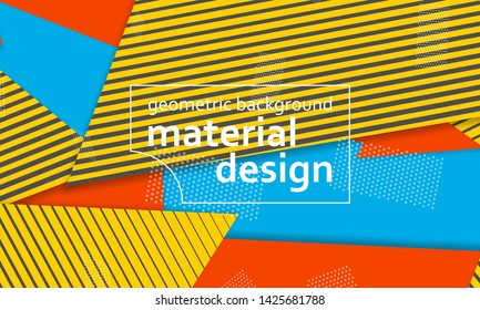 Geometric background. Cover layout template. 3d illustration. Bright colorful wallpaper. Abstract paper cut background. Material design. Vector.