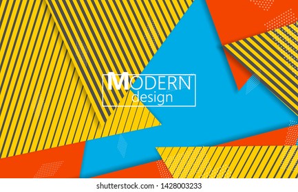 Geometric background. Cover layout template. 3d illustration. Bright colorful wallpaper. Abstract paper cut background. Material design. Vector.