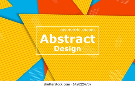 Geometric background. Cover layout template. 3d illustration. Bright colorful wallpaper. Abstract paper cut background. Material design. Vector.