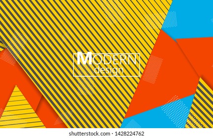 Geometric background. Cover layout template. 3d illustration. Bright colorful wallpaper. Abstract paper cut background. Material design. Vector.