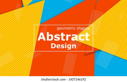Geometric background. Cover layout template. 3d illustration. Bright colorful wallpaper. Abstract paper cut background. Material design. Vector.