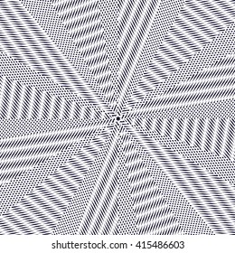 Geometric background created with moire style. Vector contrast lined tiling with visual effects.