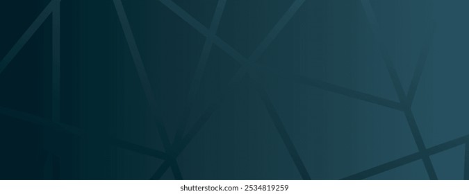 Geometric background with dark teal color, featuring teal lines and a smooth texture. The background is modern and stylish. Vector design. Gradient network pattern background. Blue background vector.