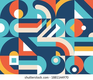 Geometric background design. Abstract artwork pattern. Geometrical figures. Composition Graphic print poster. Business presentation cover banner. Vector illustration.  