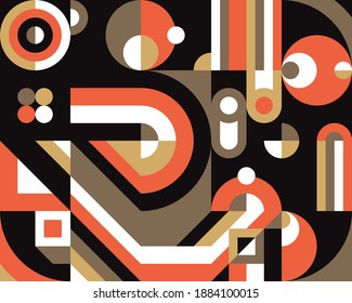 Geometric background design. Abstract artwork pattern. Geometrical figures. Composition Graphic print poster. Business presentation cover banner. Collage futuristic ornament. Vector illustration.  