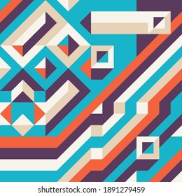 Geometric background design. Abstract artwork pattern. Geometrical figures. Composition Graphic print poster. Collage futuristic ornament banner. Vector illustration.  