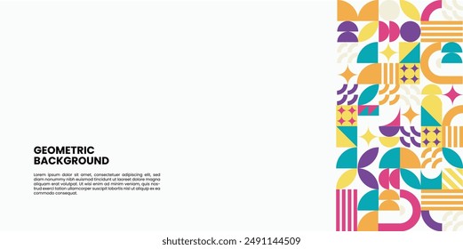geometric background design align right with fun and cheerfull colour. use for bussines, certificate, banner, background, template, and others.