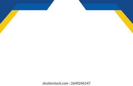 Geometric background design with bold blue and yellow angular borders and a clean white center. Perfect for business templates, digital graphics, modern presentations, or web use.