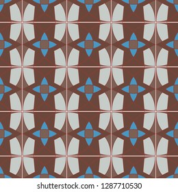  Geometric background,  design. Seamless fabric texture. Decorative print. Geometry symbol. Retro background. Graphic ornament. Abstract geometric style blue background. 