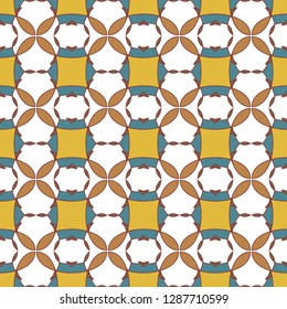  Geometric background,  design. Seamless fabric texture. Decorative print. Geometry symbol. Retro background. Graphic ornament. Abstract geometric style blue background. 