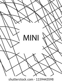 Geometric background design in simple colors. Minimal vector backdrop. Black White monochrome poster. Linear monochrome layout. Abstract line pattern cover. Simple minimal cover design.