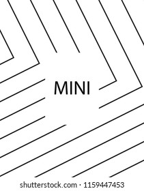 Geometric background design in simple colors. Minimal vector backdrop. Black White monochrome poster. Graphic backdrop for print. Abstract line pattern cover. Trendy thin lines cover design.