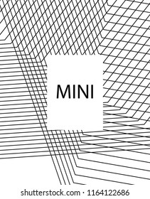 Geometric background design in simple colors. Minimal vector backdrop. Black White monochrome poster. Graphic backdrop for print. Abstract line pattern cover. Simple minimal cover design.