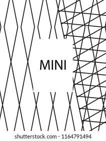 Geometric background design in simple colors. Minimal vector backdrop. Black White monochrome poster. Linear monochrome layout. Vector flat minimal cover template. Simple minimal cover design.