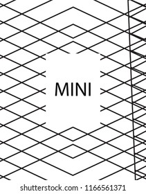 Geometric background design in simple colors. Minimal vector backdrop. Black White monochrome poster. Graphic backdrop for print. Abstract line pattern cover. Trendy thin lines cover design.