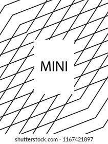 Geometric background design in simple colors. Minimal vector backdrop. Black White monochrome poster. Linear monochrome layout. Vector flat minimal cover template. Trendy thin lines cover design.